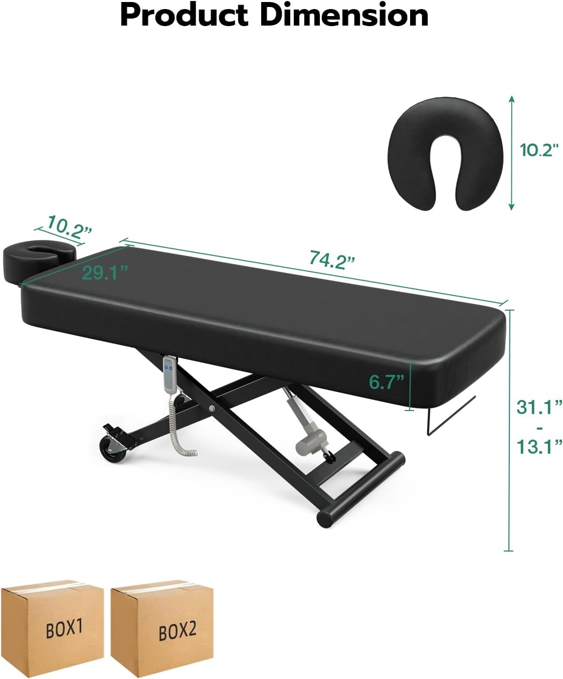 Flat Electric Massage Table Professional, 6.7" Memory Foam