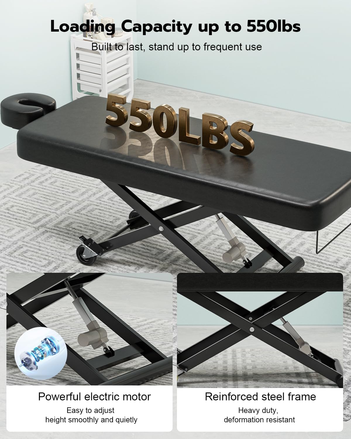 Flat Electric Massage Table Professional, 6.7" Memory Foam