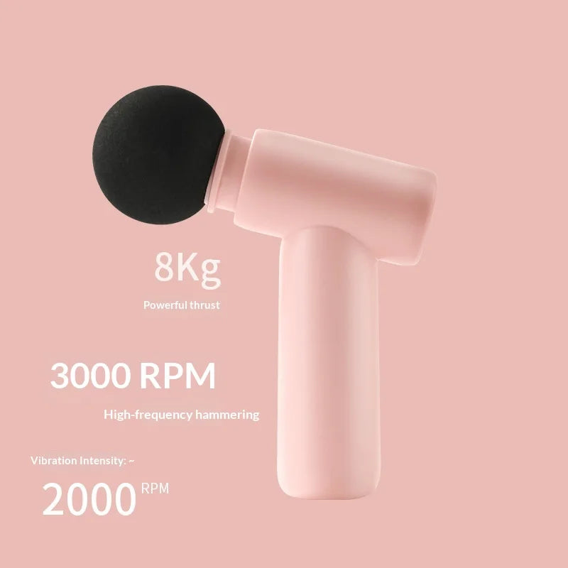 Sport+ Mini Massage Gun Soft Head Quiet Massager 3000 Rpm 8kg Thrust Muscle Relief For Neck Back Waist Fitness Men Women